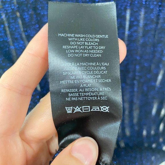 NWT Pilcro by Anthropologie Turtleneck Navy Blue Metallic Sheer Top Size XS - Picture 10 of 10